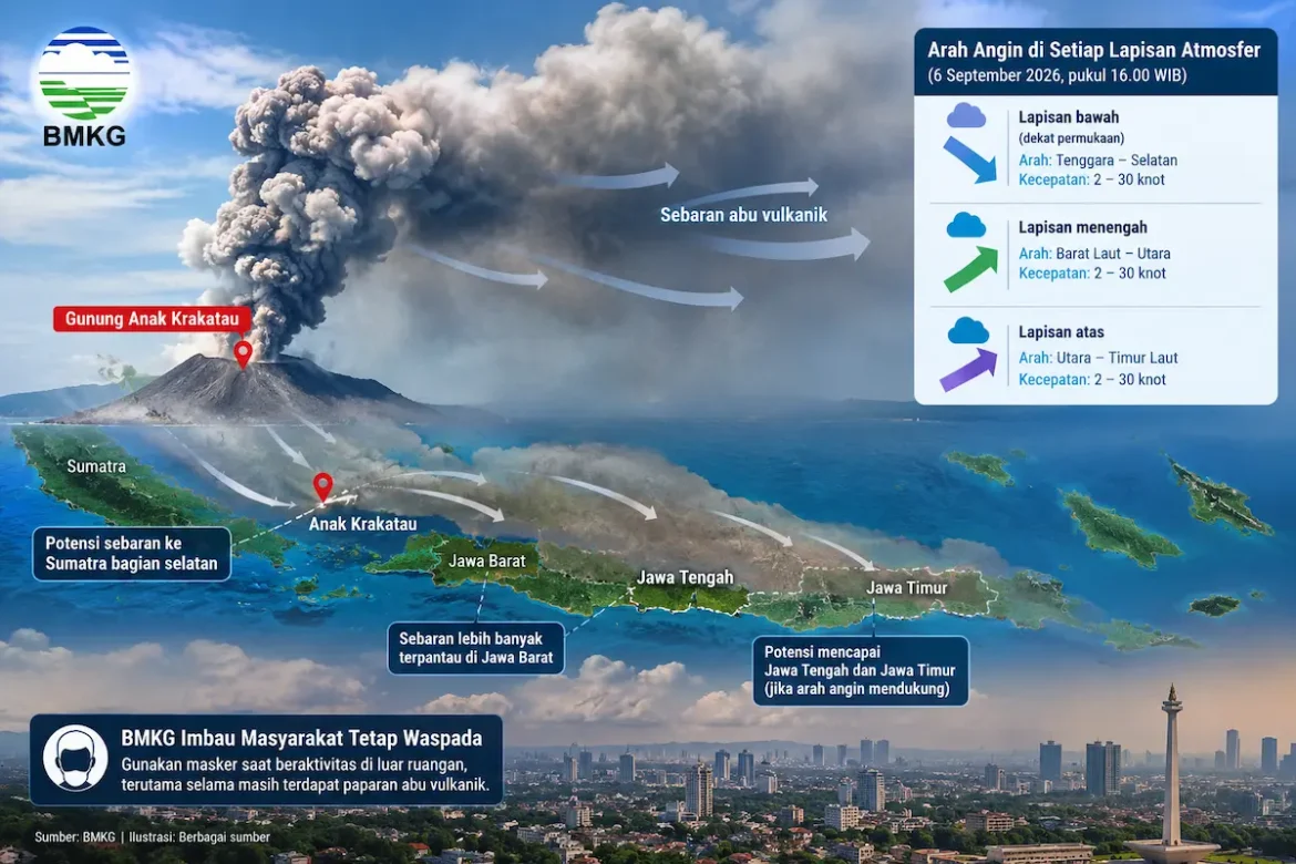 Abu vulkanik Gunung Anak Krakatau menyebar ke Jakarta
