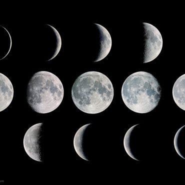 Fase Bulan dari bulan baru hingga purnama dan kembali ke bulan baru Judul gambar